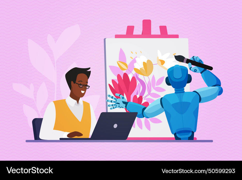 Creation of visual content with ai automation vector image
