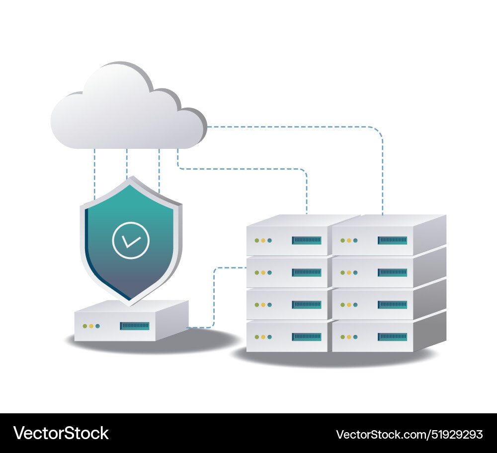 Cybersecurity in cloud computing flat Cybersecurity in cloud computing flat vector image