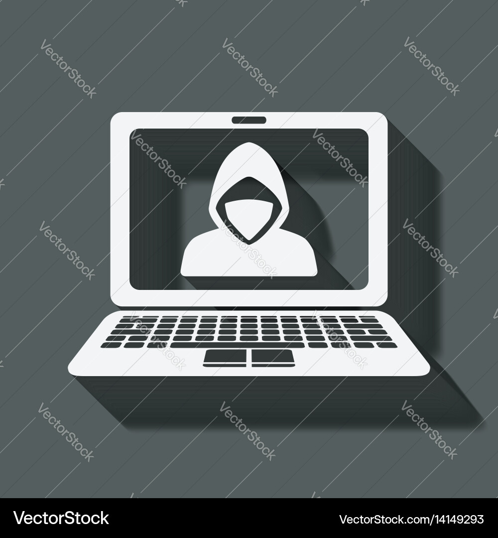 Hacker with Mask on Laptop vector image