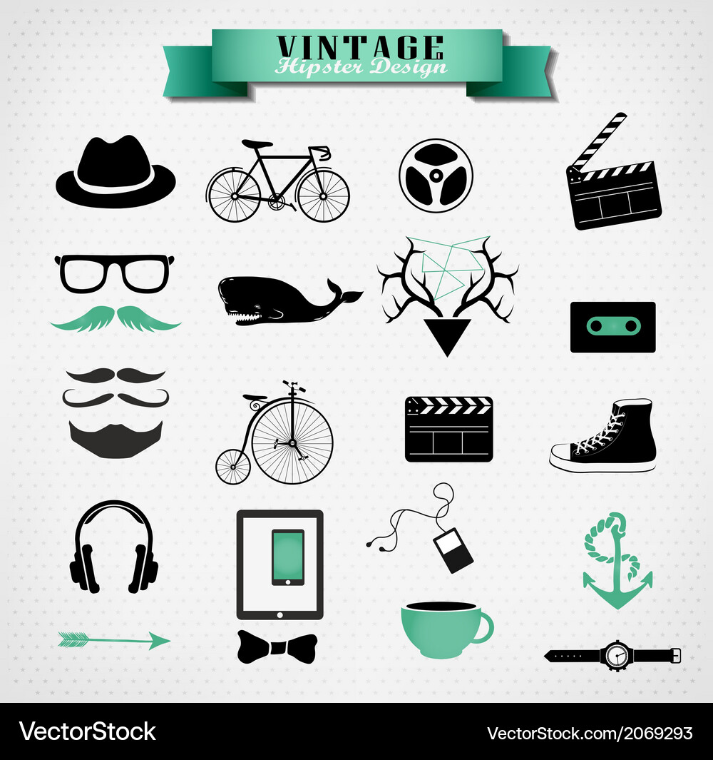 Hipster style elements icon and object can be used Vector Image