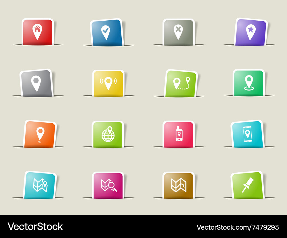 Pointer and maps icons set Vector Image