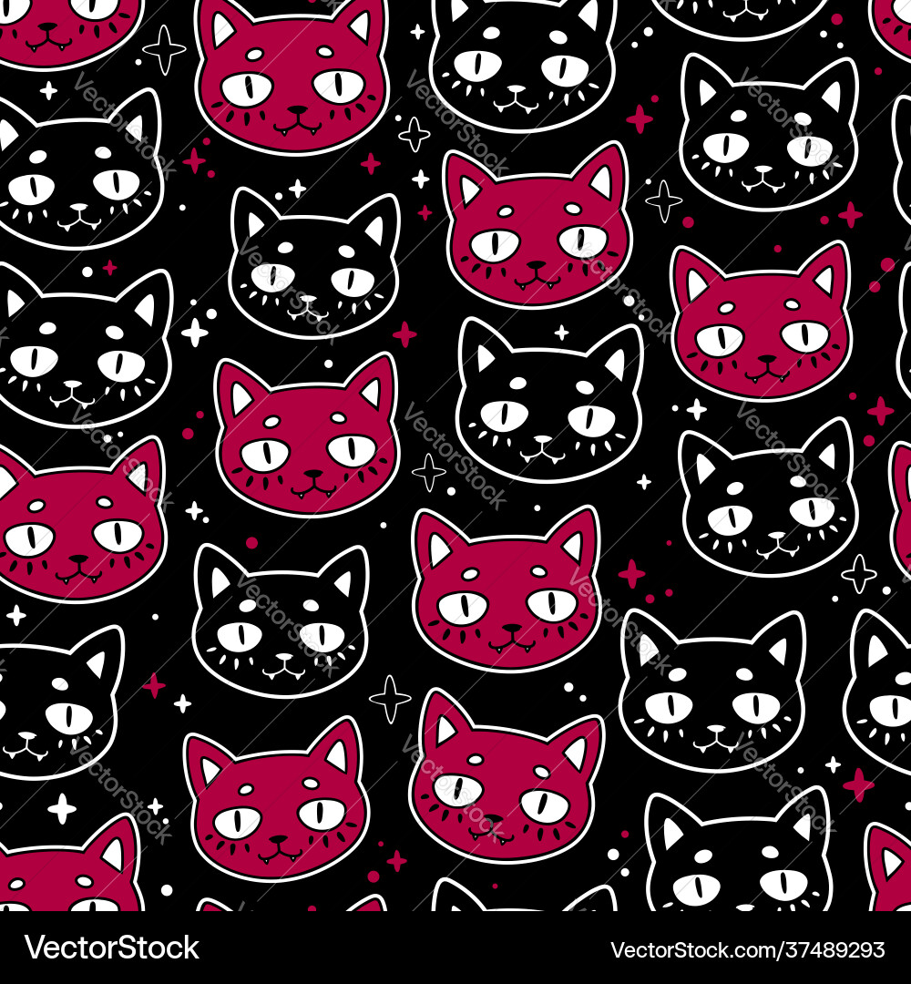 Seamless pattern cute funny cats Royalty Free Vector Image