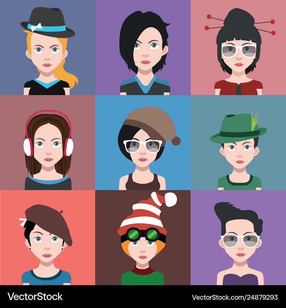 Set colorful avatars characters Vector Image