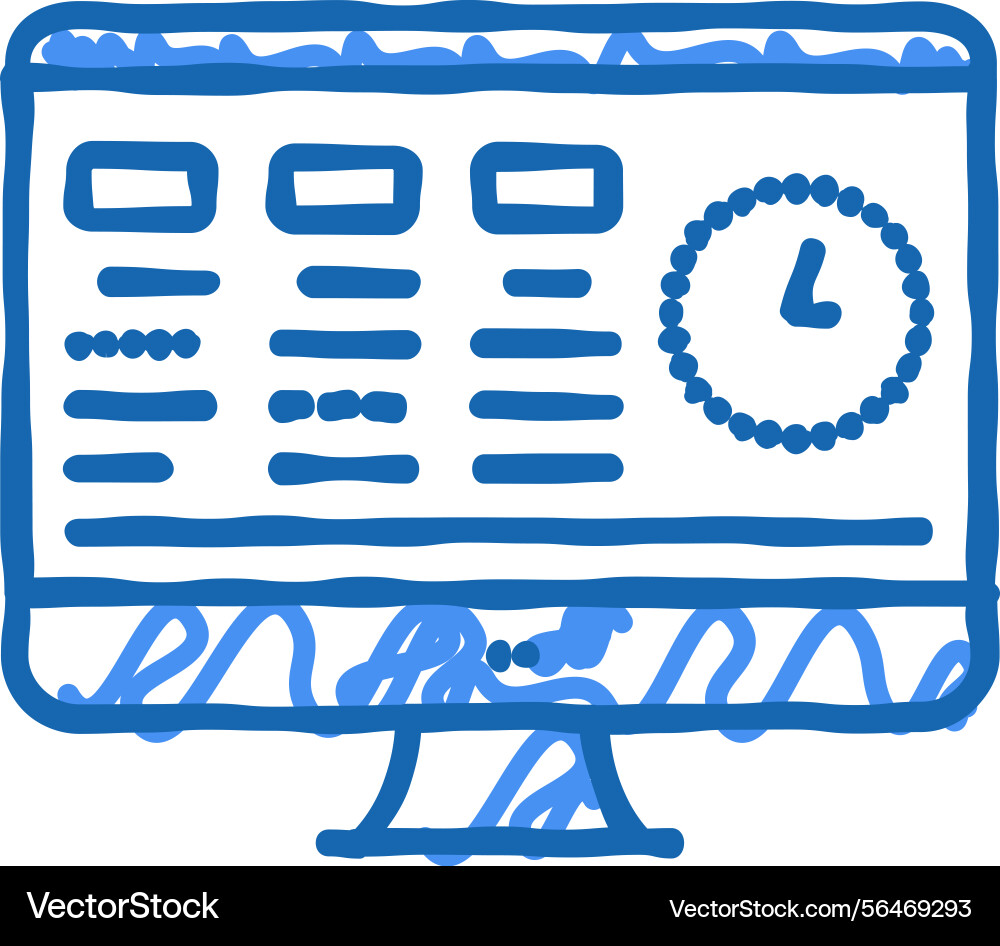 Tasks on computer screen icon doodle Vector Image