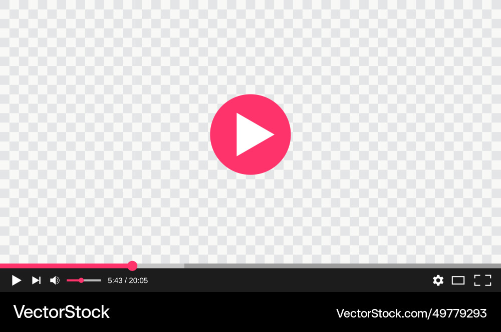 Transparent video player with play control buttons Transparent video player with play control buttons vector image