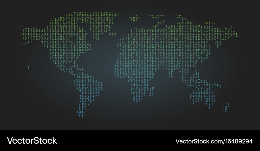 Binary Code World Map vector image