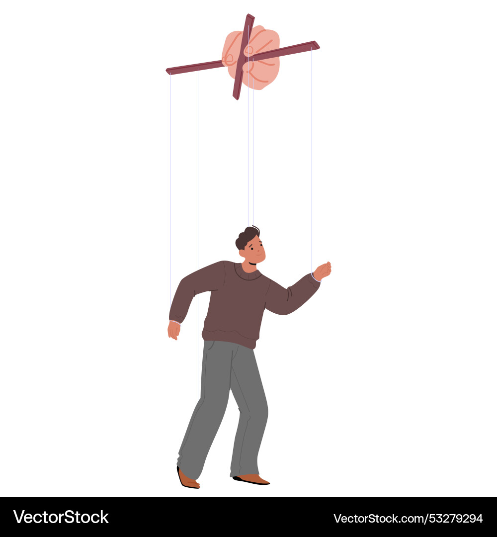 Character controlled by puppeteer strings Vector Image