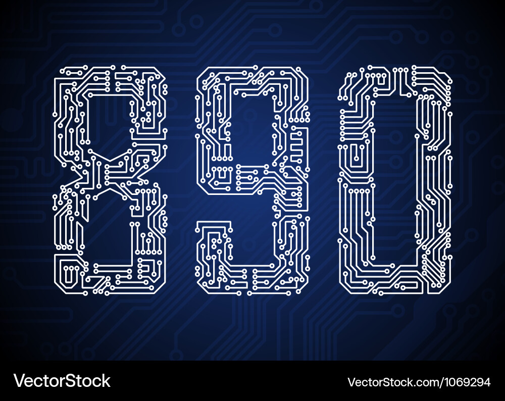 Circuit Board Alphabet Set Vector Image