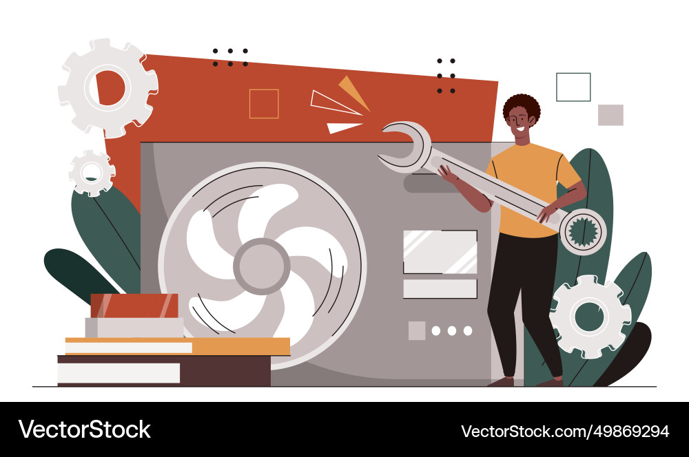Man with air conditioning concept Vector Image