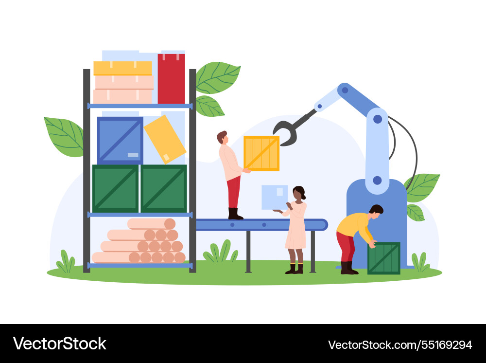 Manufacturing process with automated machines Manufacturing process with automated machines vector image