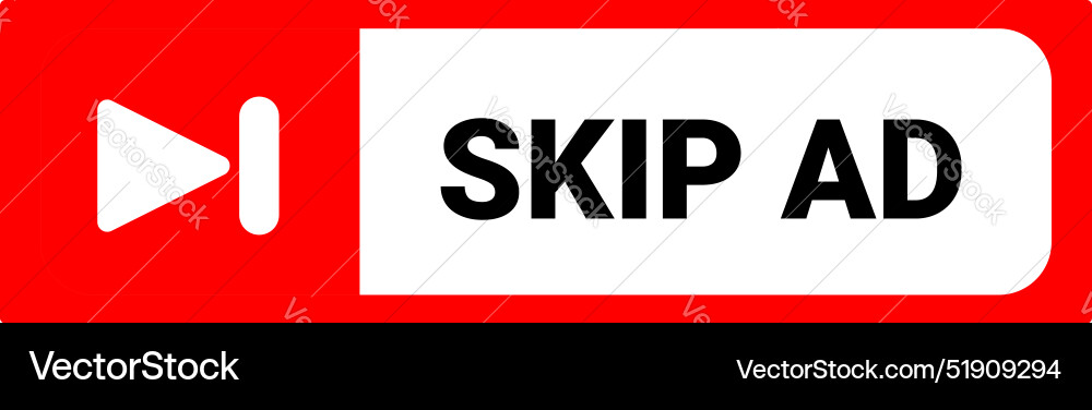 Red skip ad button with arrow showing online Red skip ad button with arrow showing online vector image