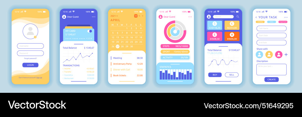 App ui phone screen interface application App ui phone screen interface application vector image