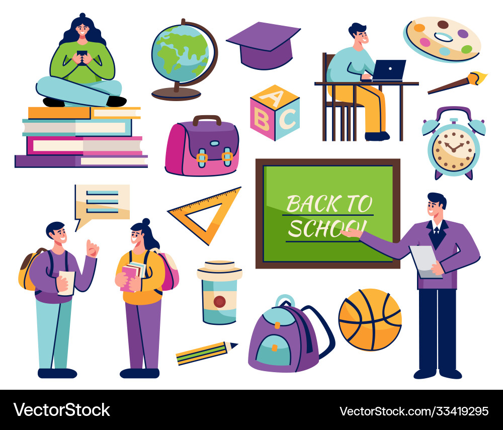 Back to school set Royalty Free Vector Image - VectorStock