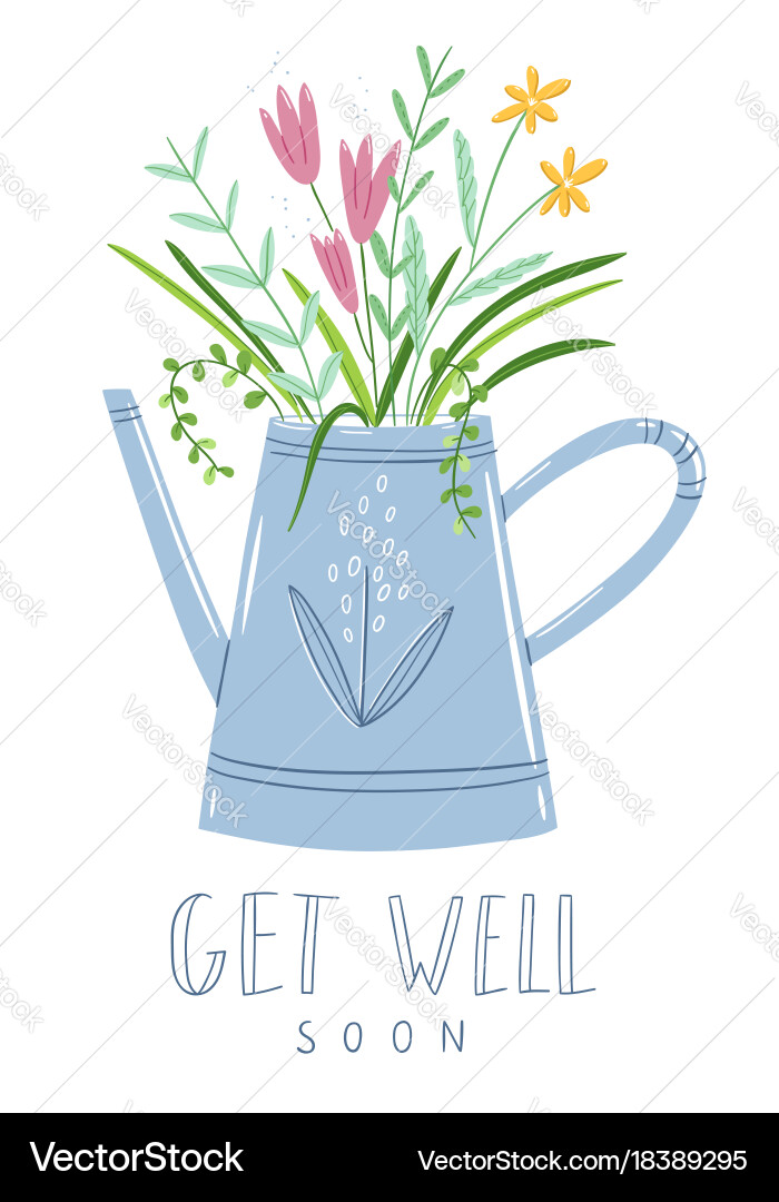 Floral Get Well Soon Card Royalty Free Vector Image