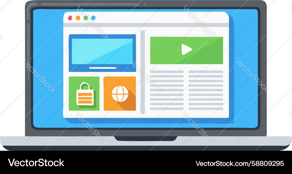 Laptop Web Interface Display Vector Image