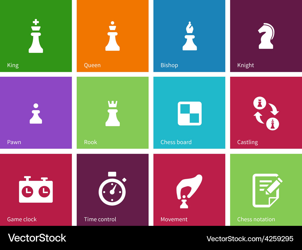 Playing chess icons on color background Vector Image