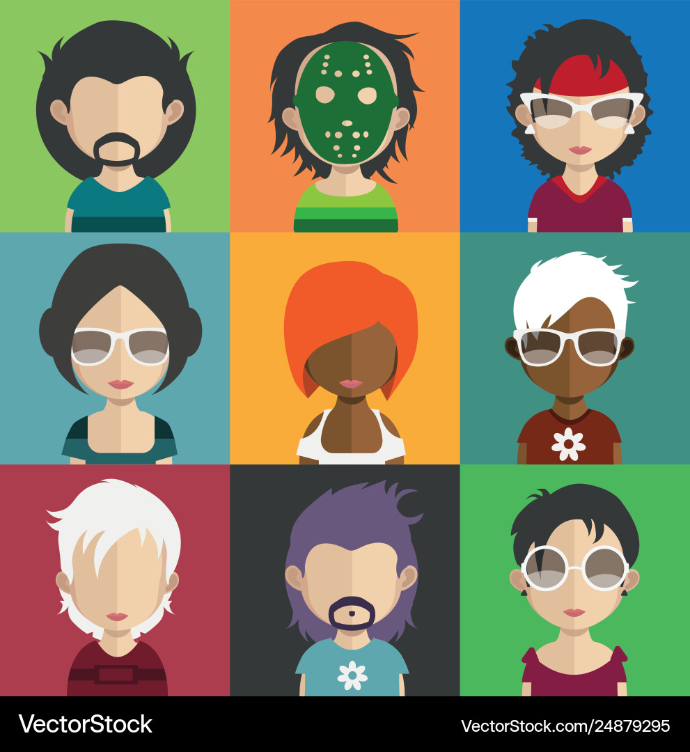 Set colorful avatars characters Vector Image