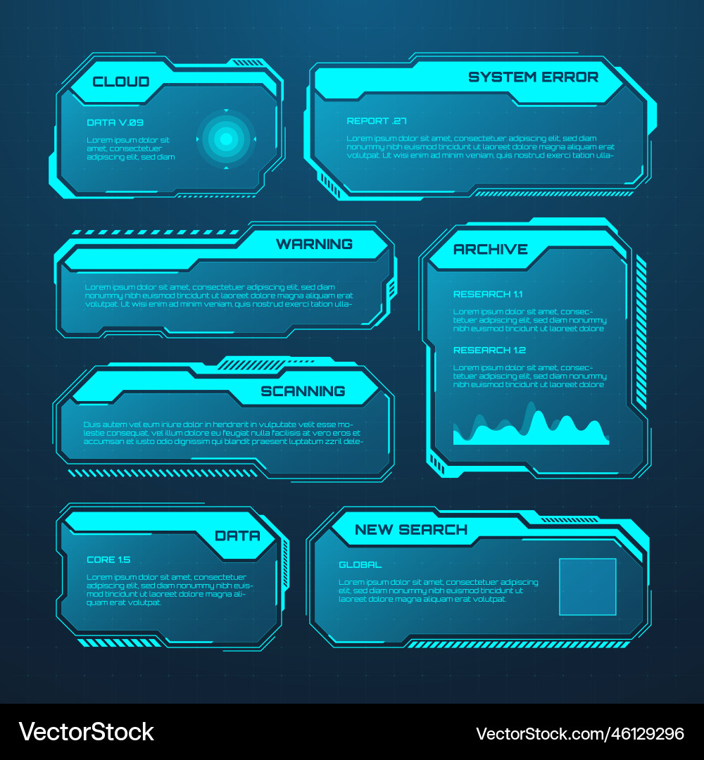 Blue futuristic hud or ui elements sci-fi user Blue futuristic hud or ui elements sci-fi user vector image