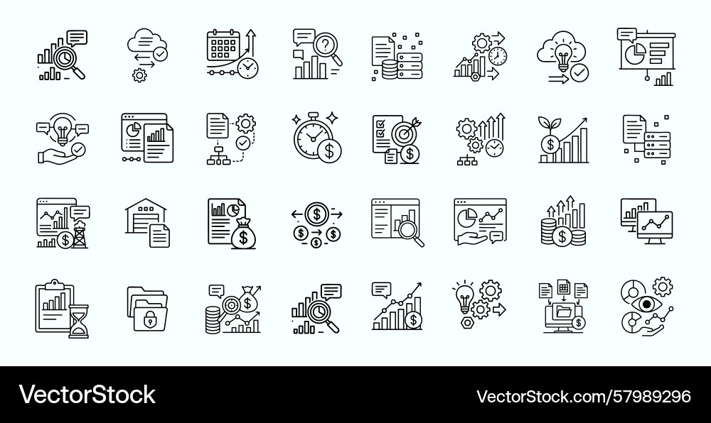 Comprehensive business and data analysis icon set Vector Image