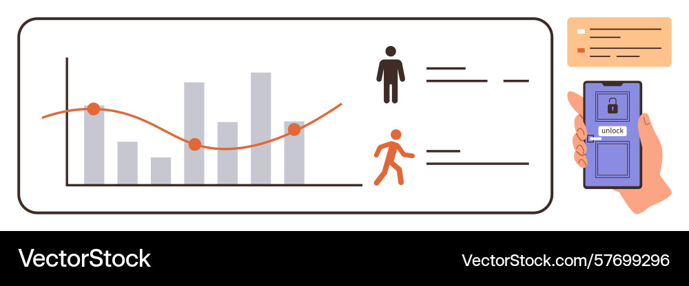 Data visualization and access control with chart Data visualization and access control with chart vector image