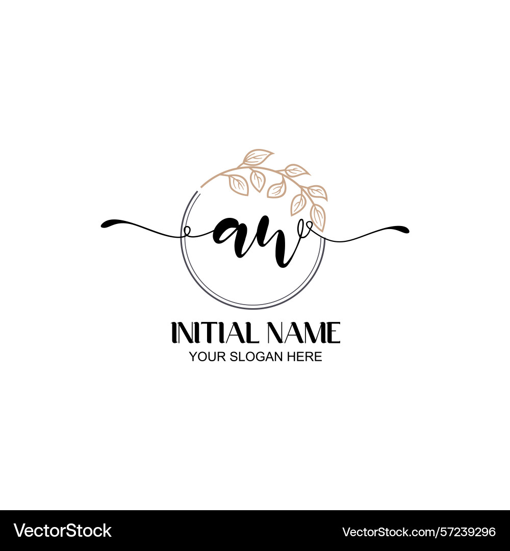 Elegant aw initial logo design with botanical Elegant aw initial logo design with botanical Vector Image