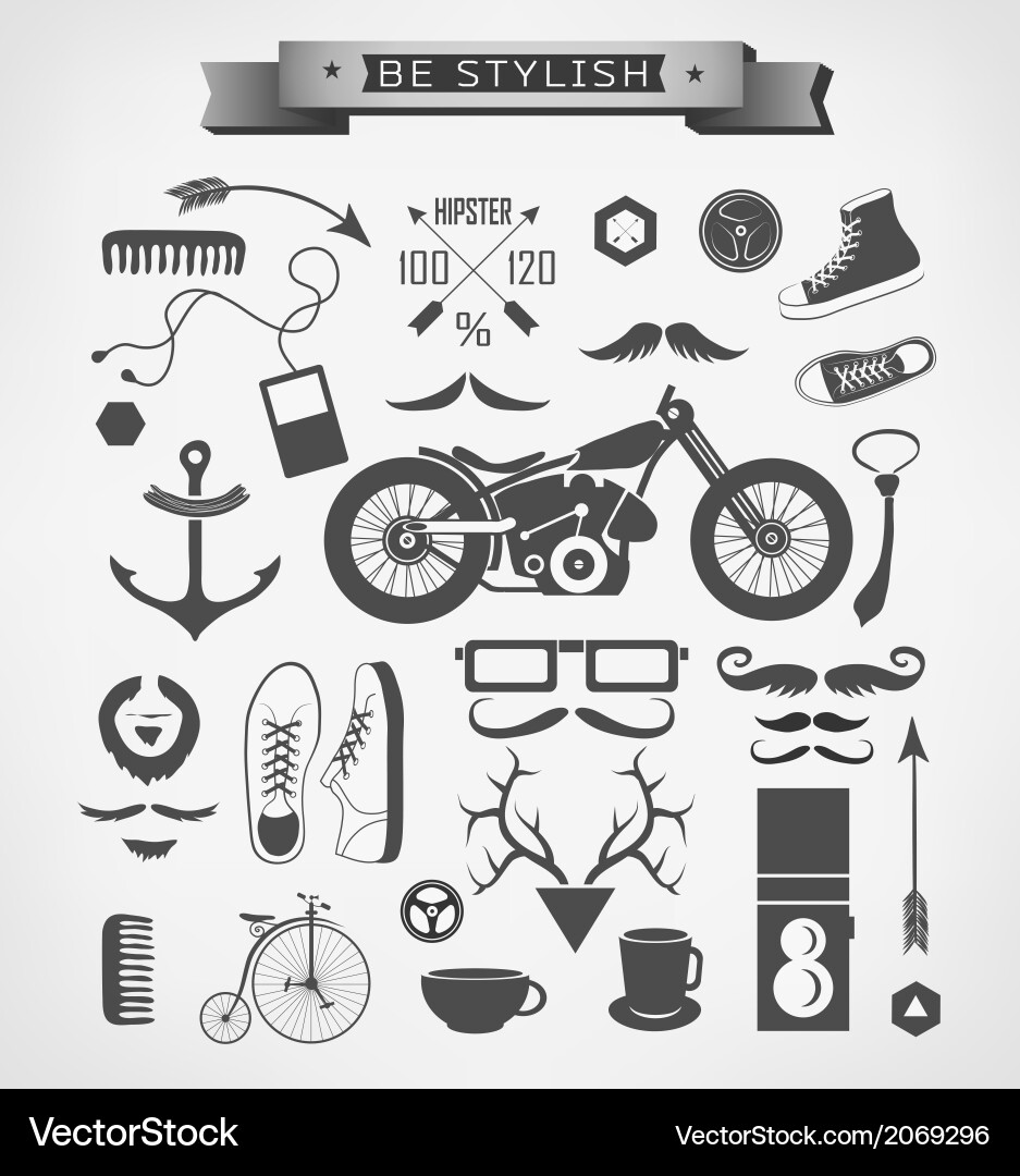 Hipster style elements icon and object can be used