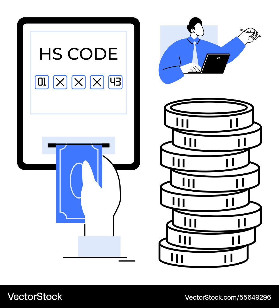 Import export coding with hs code entry financial Import export coding with hs code entry financial vector image