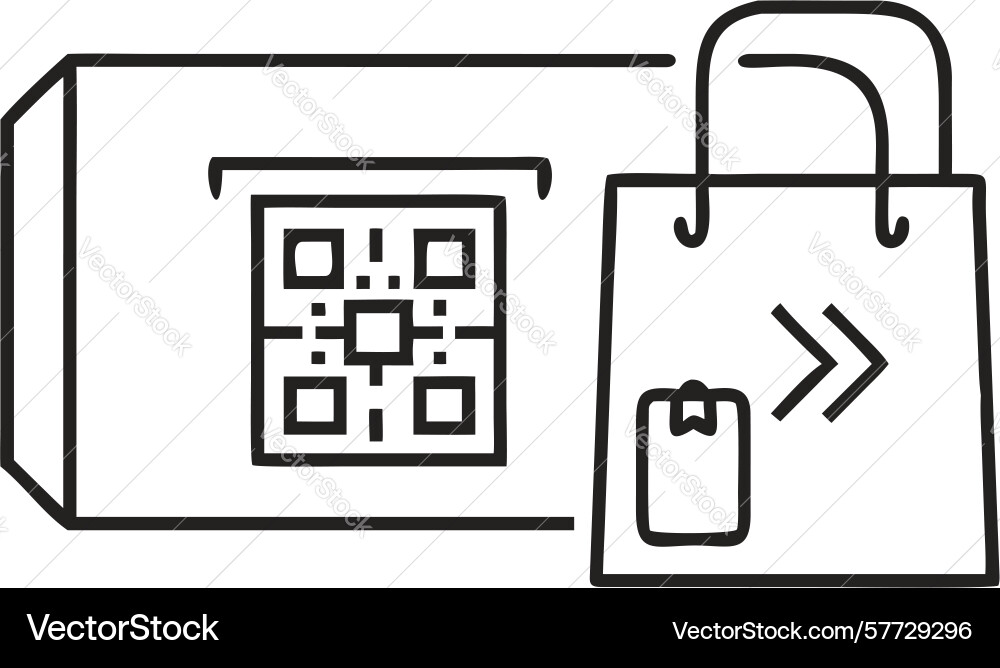 Line art qr code and delivery shipping icon Vector Image