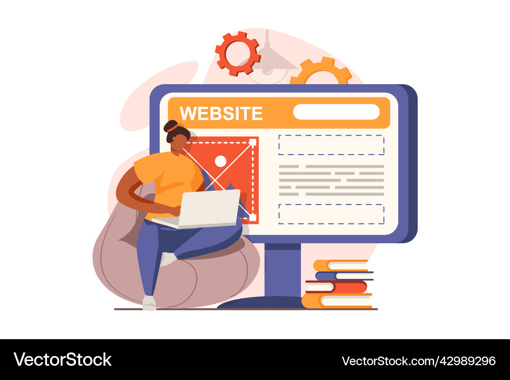 Ui and ux designers web concept in flat design Ui and ux designers web concept in flat design vector image