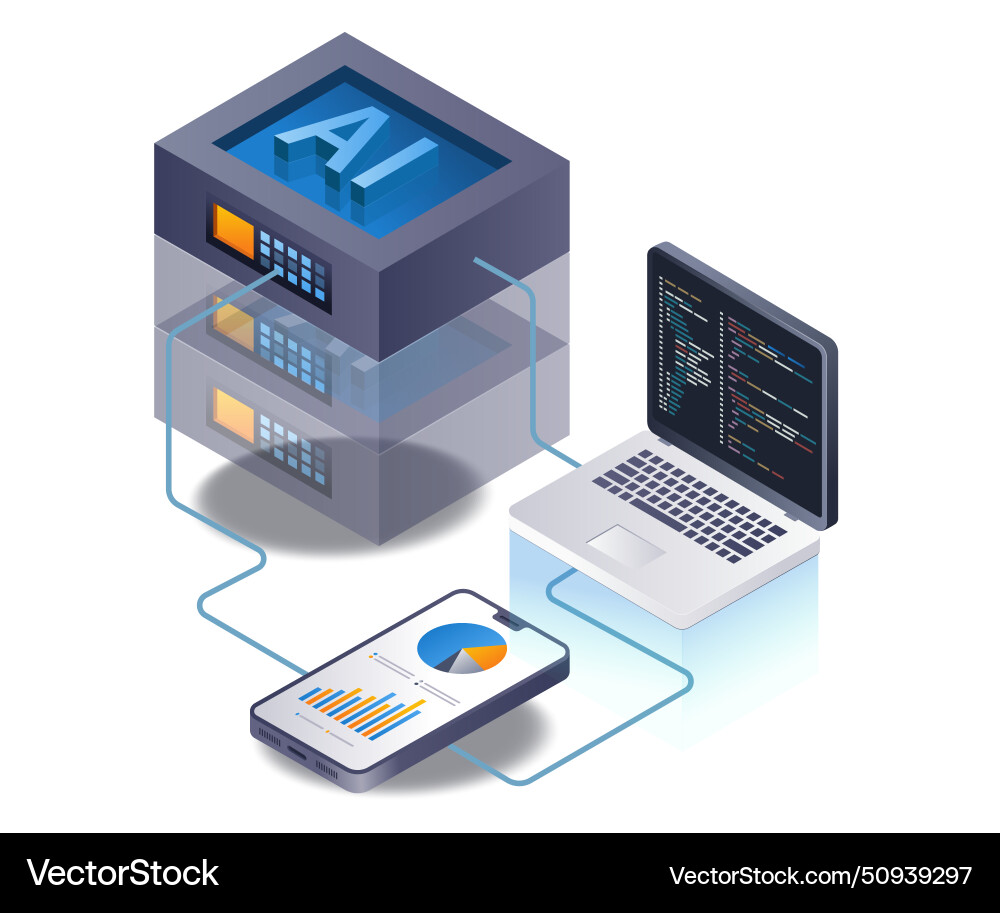 Artificial intelligence cloud server programmer Artificial intelligence cloud server programmer vector image