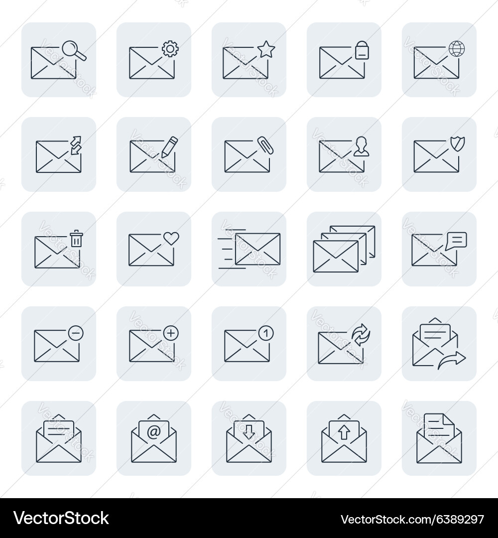 Outline web icon set emailmessage vector image