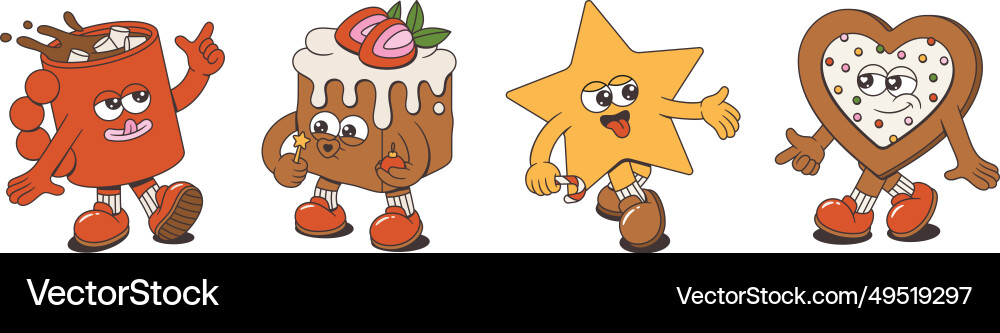 Retro Christmas Characters Vector Image