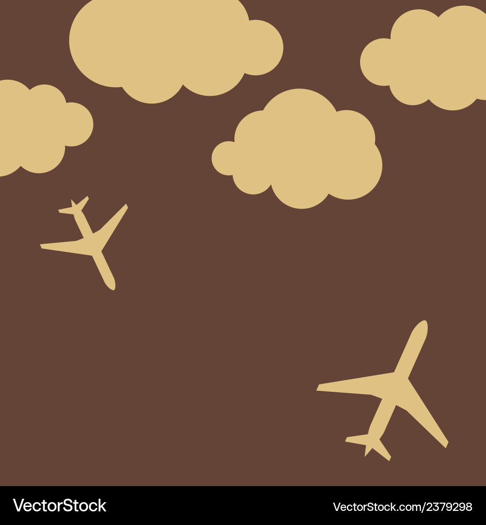 Abstract background with airplanes and clouds vector image