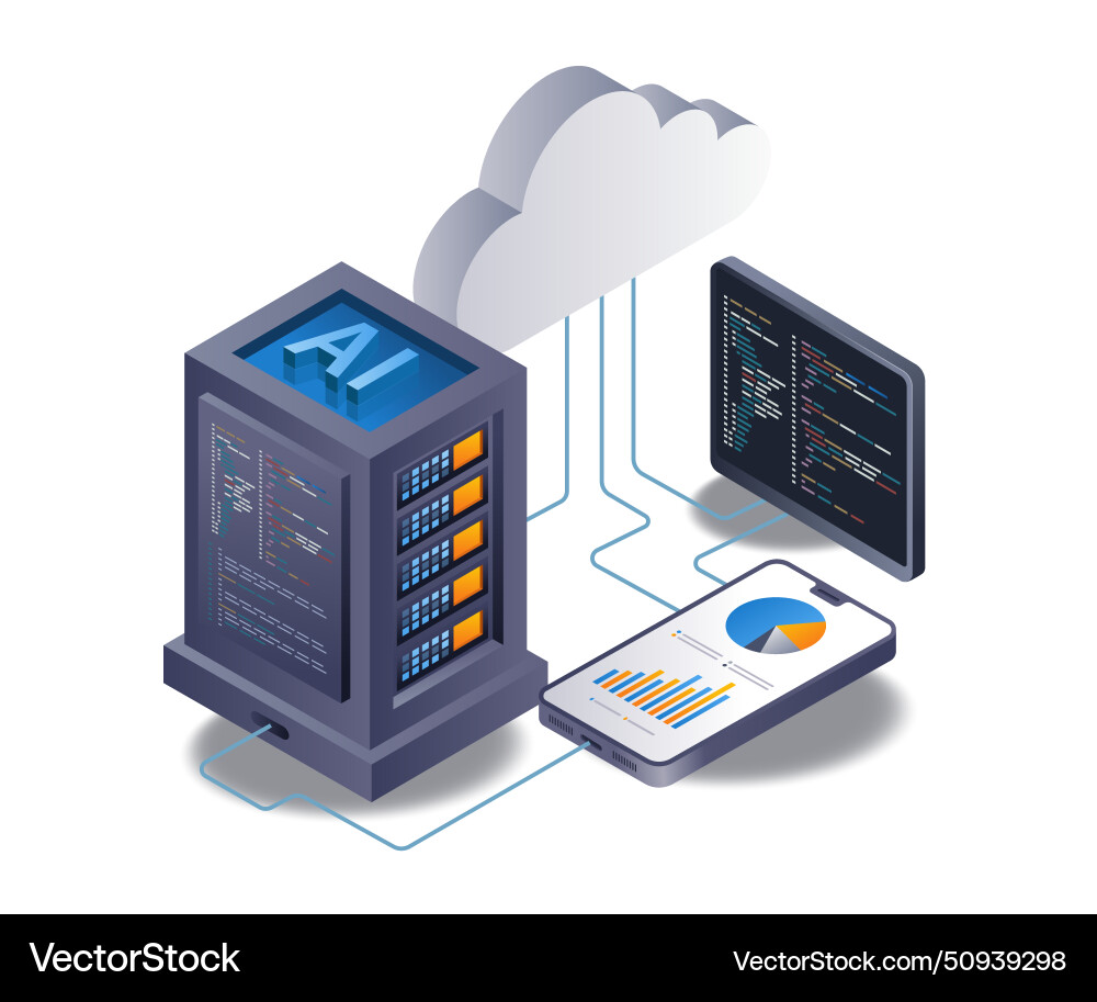 Artificial intelligence cloud server programmer Artificial intelligence cloud server programmer vector image