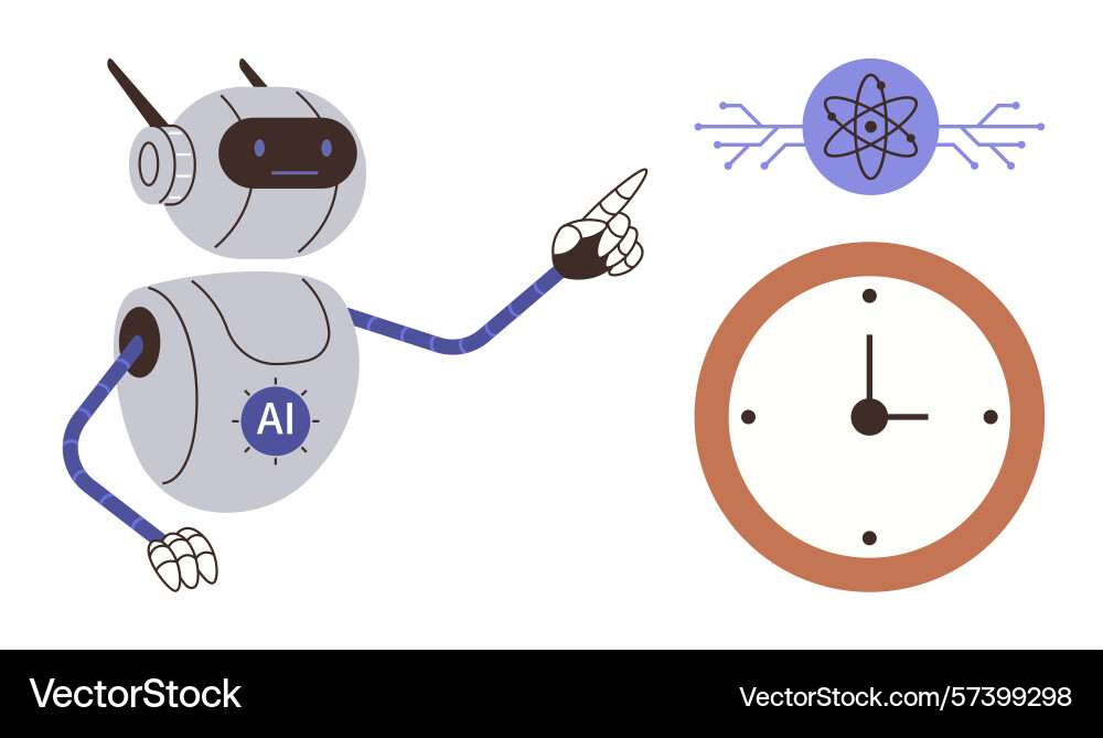 Artificial intelligence robot interacting Artificial intelligence robot interacting vector image