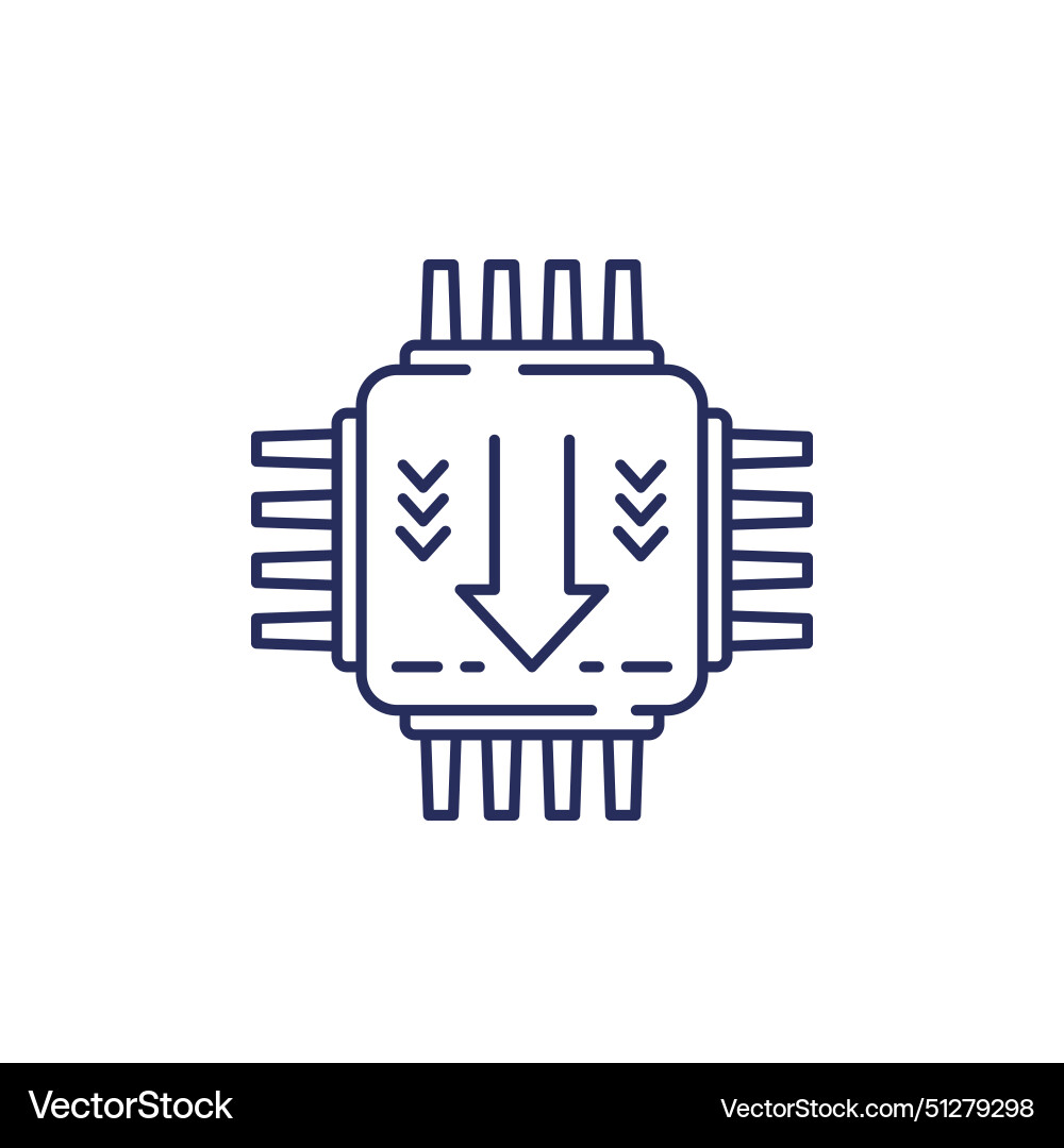 Firmware update line icon with chipset Vector Image