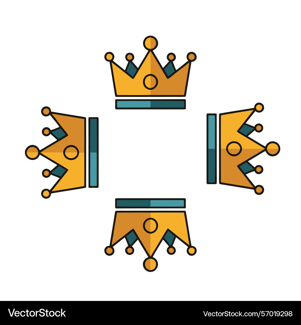 Four simple crowns in a square frame design Four simple crowns in a square frame design vector image