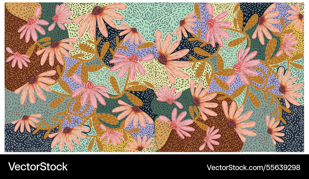 Hand drawn flower print design repeat pattern Vector Image