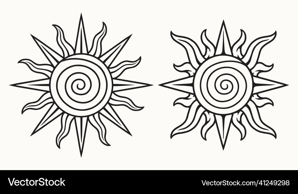 Monochrome collection of sun designs Monochrome collection of sun designs vector image