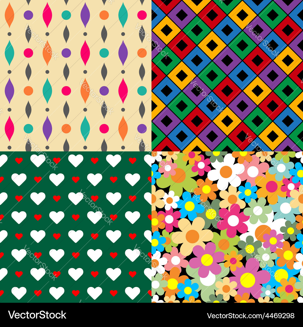 Seamless patterns set 3 abstract colorful Vector Image