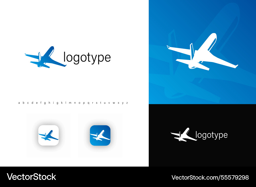 Silhouette airplane logo symbolizes travel speed Silhouette airplane logo symbolizes travel speed vector image