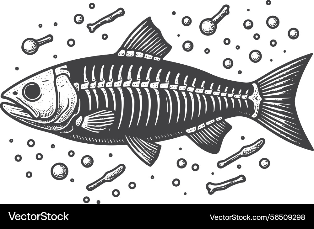 Simple trout skeleton side view icon design vector image