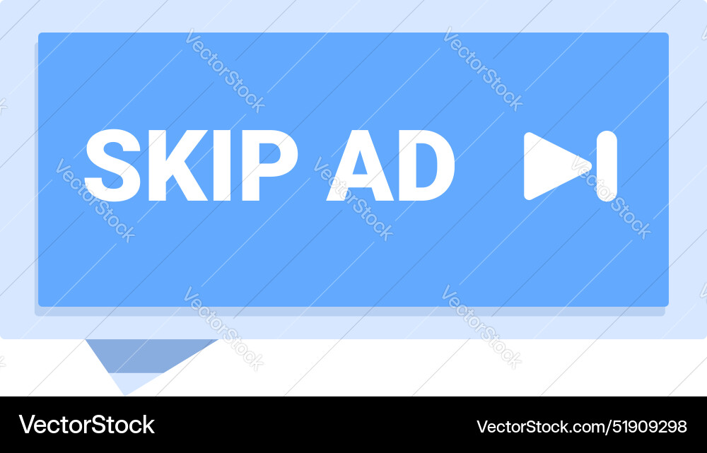 Skip ad button allowing users to online ads Skip ad button allowing users to online ads vector image