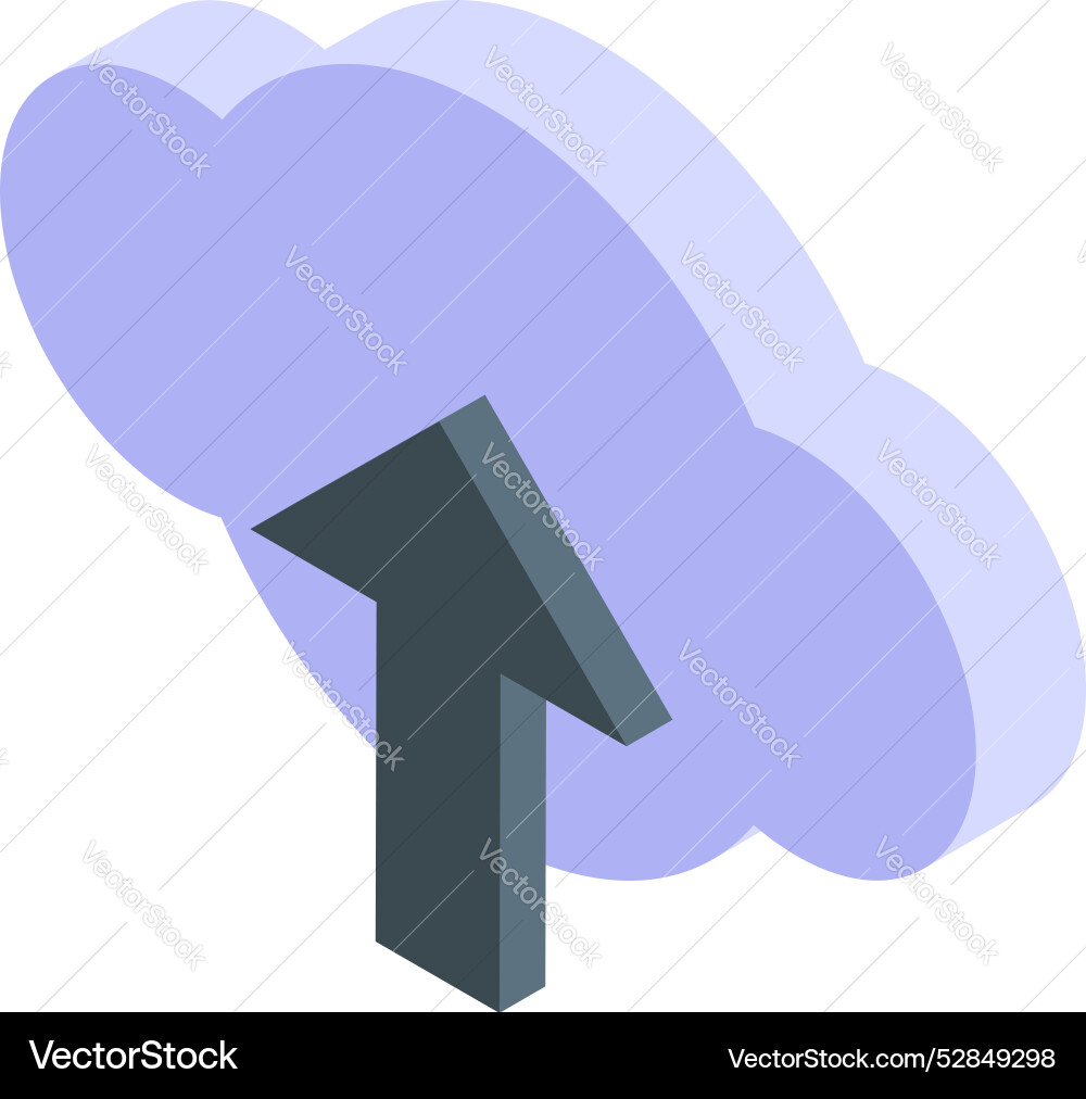 Upload arrow pointing up through a cloud computing Vector Image