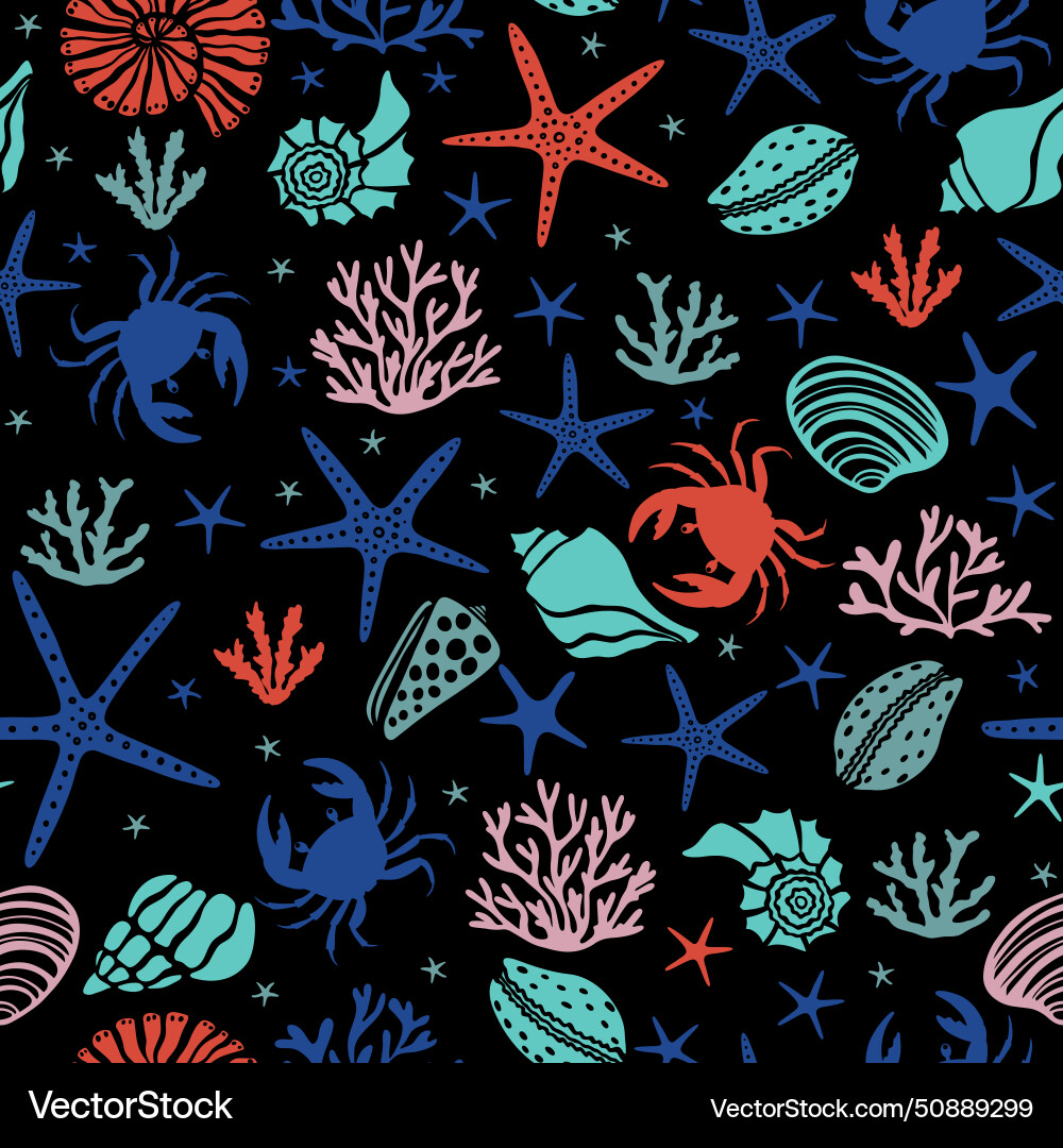 Beautiful seamless tropical pattern with crabs Vector Image