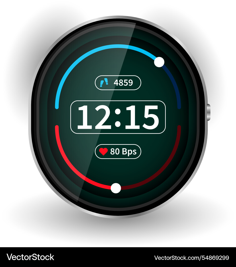 Modern digital smartwatch ui with circular vector image