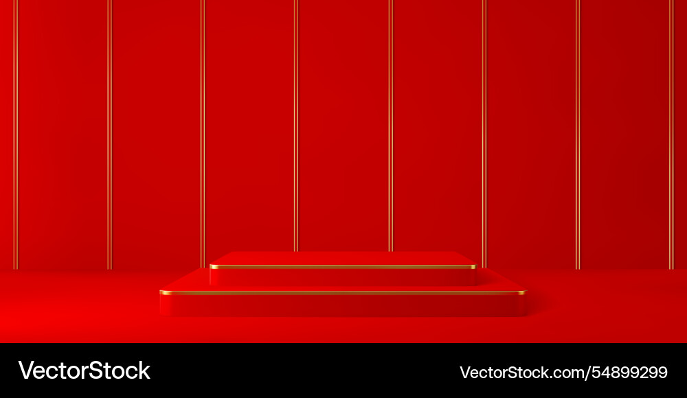 Red podium stage pedestal with golden frames Red podium stage pedestal with golden frames vector image