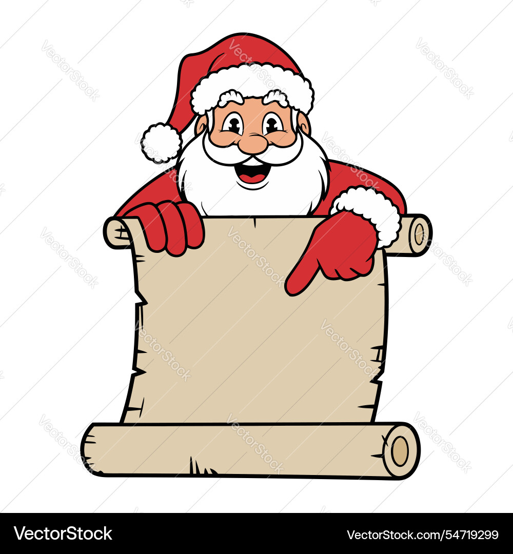 Santa claus holding a blank scroll for holiday Santa claus holding a blank scroll for holiday vector image