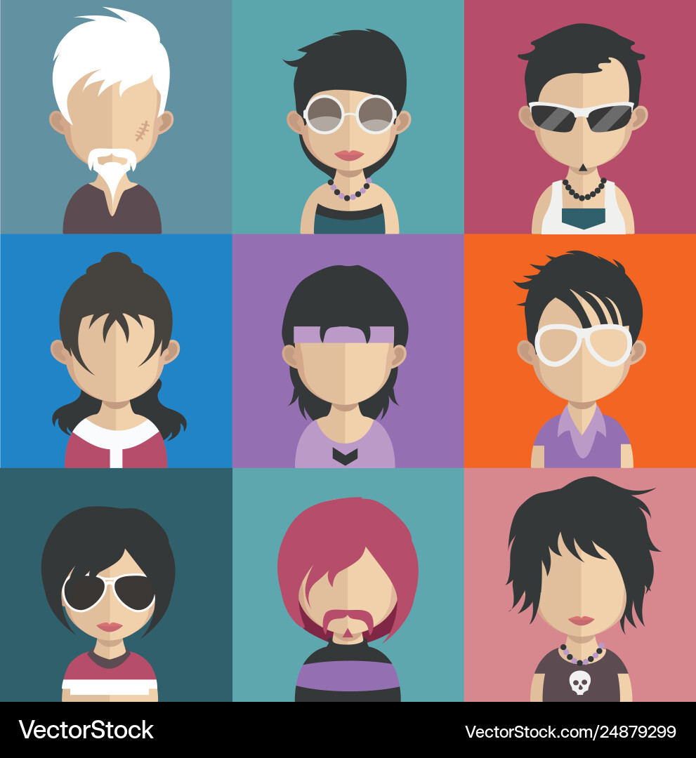 Set colorful avatars characters Vector Image