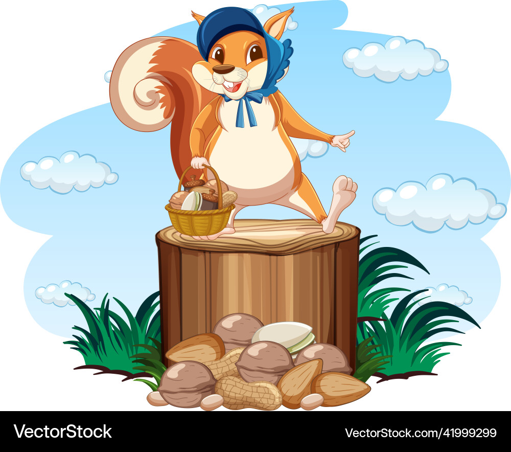 Squirrel standing on the log Squirrel standing on the log vector image